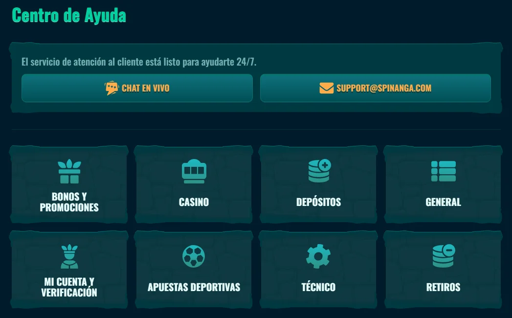 Spinanga Casino Soporte al jugador Spinanga Casino Soporte al jugador
